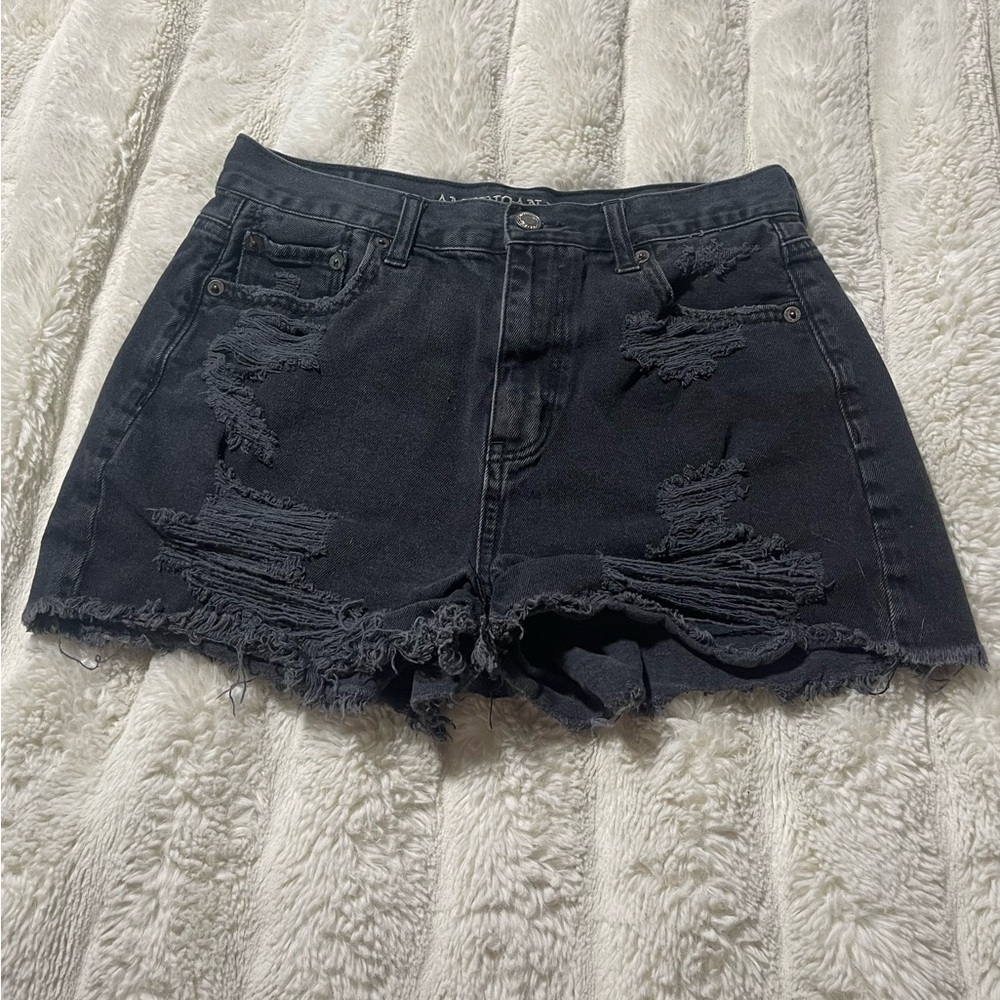 American Eagle Outfitters Dark Gray Distressed Jean Shorts
